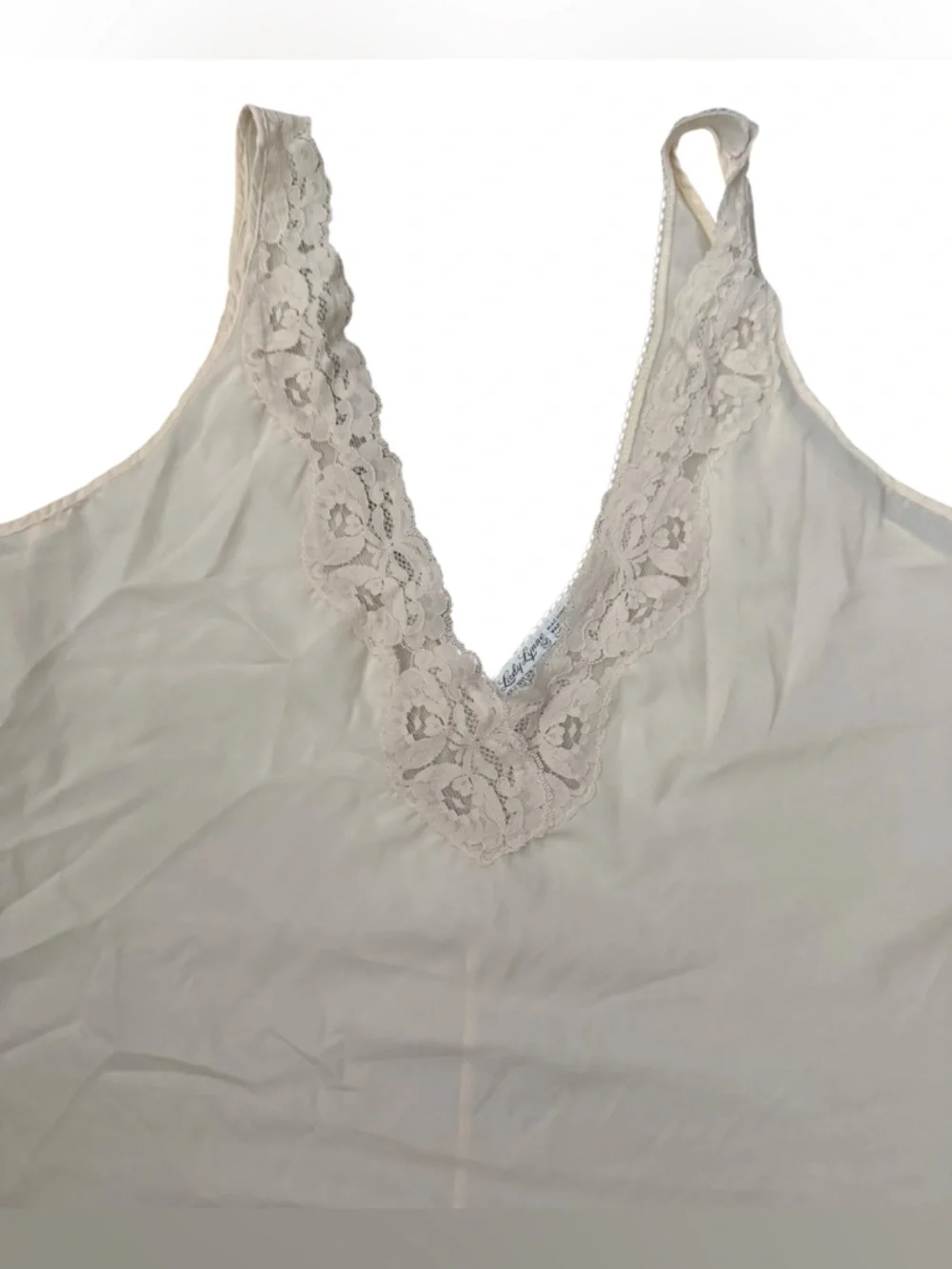 Lady Lynne Vintage Lace-Trim Slip Camisole — Cream